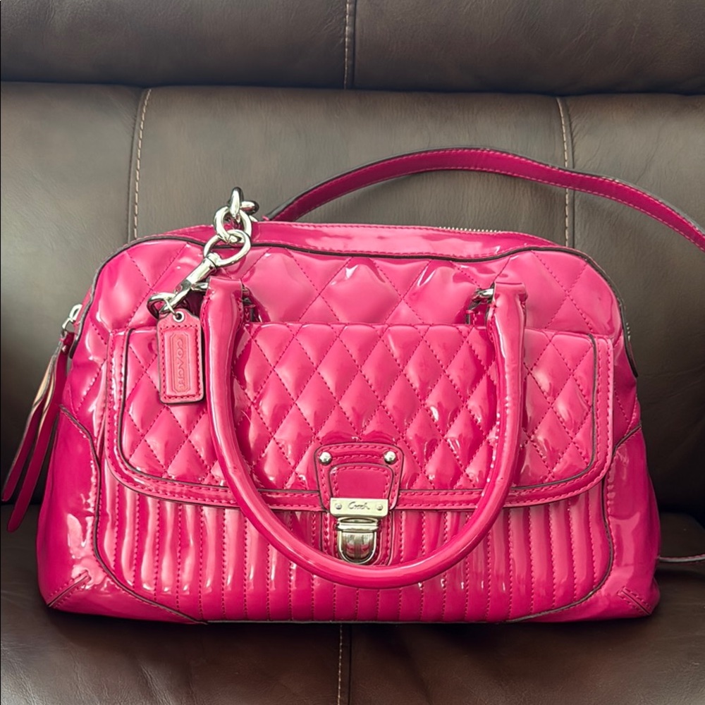 Coach Pink Quilted Satchel
